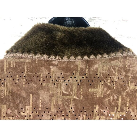 vtg‎ Milly jeans faux suede embellished sherpa coat L - Picture 7 of 13